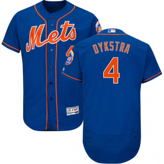 Men's Majestic New York Mets 4 Lenny Dykstra Royal Blue Alternate Flex Base Authentic Collection MLB Jersey