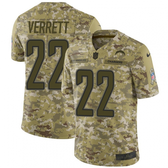 Men's Nike Los Angeles Chargers 22 Jason Verrett Limited Camo 2018 Salute to Service NFL Jersey