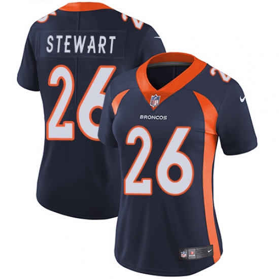 Women's Nike Denver Broncos 26 Darian Stewart Navy Blue Alternate Vapor Untouchable Limited Player NFL Jersey