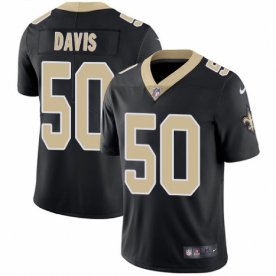 Men's Nike New Orleans Saints 50 DeMario Davis Black Team Color Vapor Untouchable Limited Player NFL Jersey
