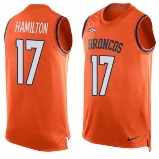Men's Nike Denver Broncos 17 DaeSean Hamilton Limited Orange Player Name & Number Tank Top NFL Jersey