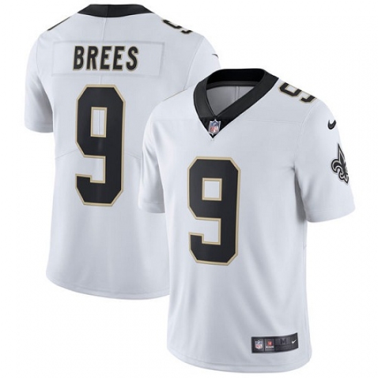 Men's Nike New Orleans Saints 9 Drew Brees White Vapor Untouchable Limited Player NFL Jersey