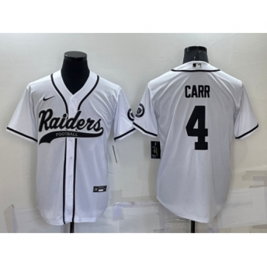 Men's Las Vegas Raiders 4 Derek Carr White Stitched MLB Cool Base Nike Baseball Jersey