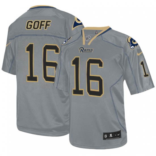 Men's Nike Los Angeles Rams 16 Jared Goff Elite Lights Out Grey NFL Jersey