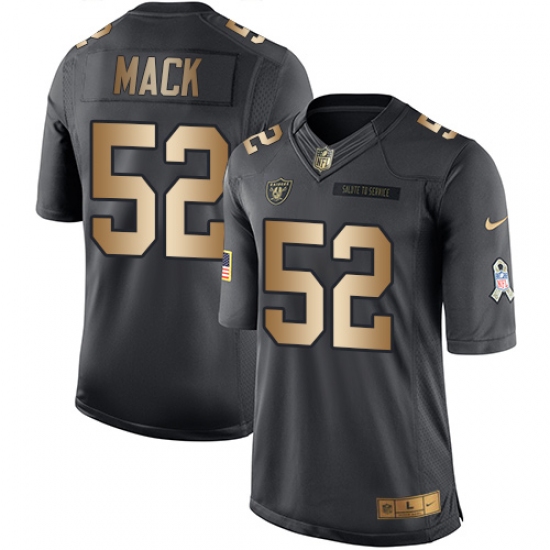 Men's Nike Oakland Raiders 52 Khalil Mack Limited Black/Gold Salute to Service NFL Jersey