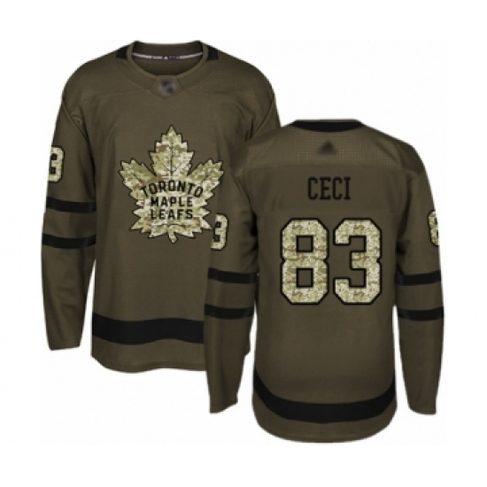 Youth Toronto Maple Leafs 83 Cody Ceci Authentic Green Salute to Service Hockey Jersey