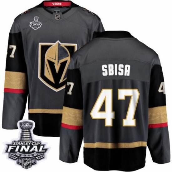 Men's Vegas Golden Knights 47 Luca Sbisa Authentic Black Home Fanatics Branded Breakaway 2018 Stanley Cup Final NHL Jersey