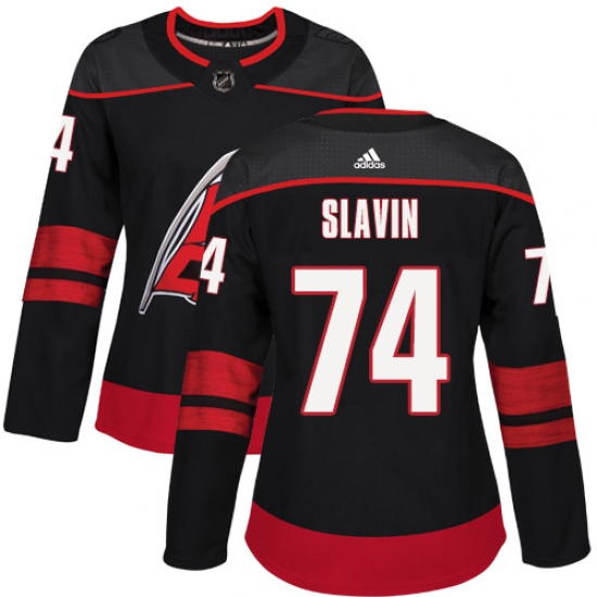 Women's Adidas Carolina Hurricanes 74 Jaccob Slavin Premier Black Alternate NHL Jersey