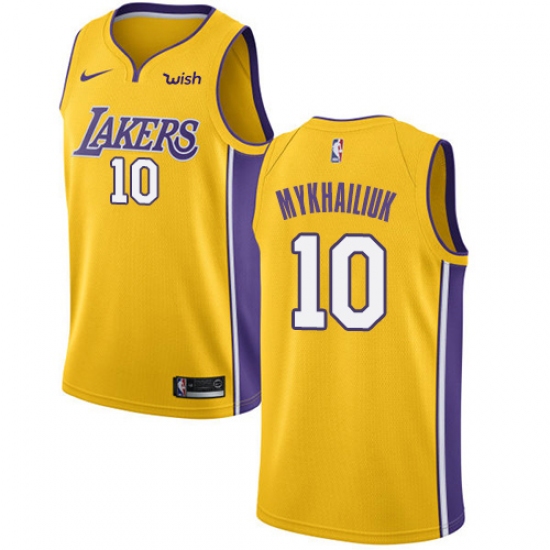 Men's Nike Los Angeles Lakers 10 Sviatoslav Mykhailiuk Swingman Gold NBA Jersey - Icon Edition