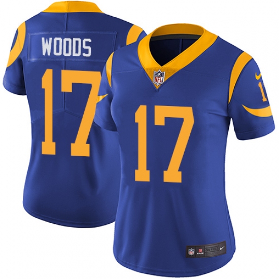 Women's Nike Los Angeles Rams 17 Robert Woods Royal Blue Alternate Vapor Untouchable Limited Player NFL Jersey