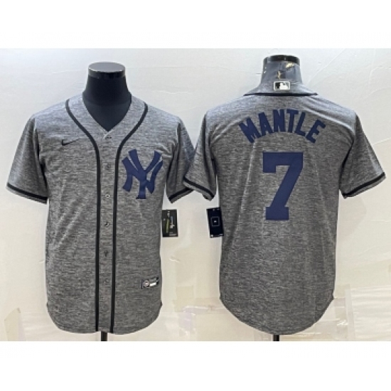 Men's New York Yankees 7 Mickey Mantle Grey Gridiron Cool Base Stitched Jerseys