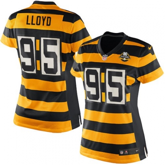 Women's Nike Pittsburgh Steelers 95 Greg Lloyd Limited Yellow/Black Alternate 80TH Anniversary Throwback NFL Jersey