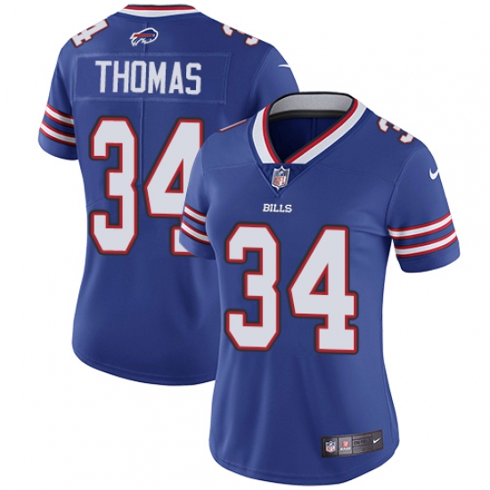 Women's Nike Buffalo Bills 34 Thurman Thomas Royal Blue Team Color Vapor Untouchable Limited Player NFL Jersey
