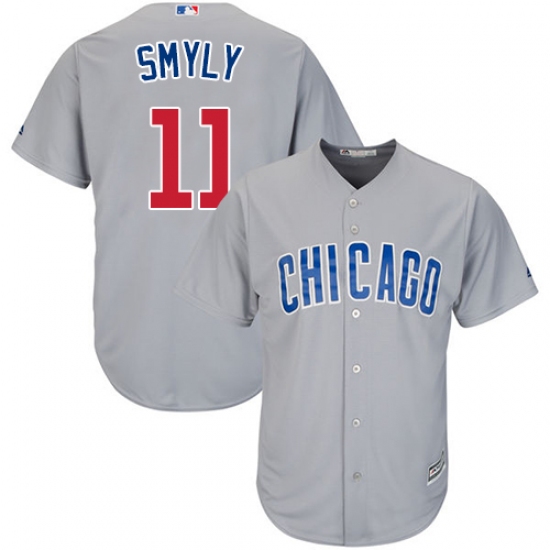 Men's Majestic Chicago Cubs 11 Drew Smyly Replica Grey Road Cool Base MLB Jersey