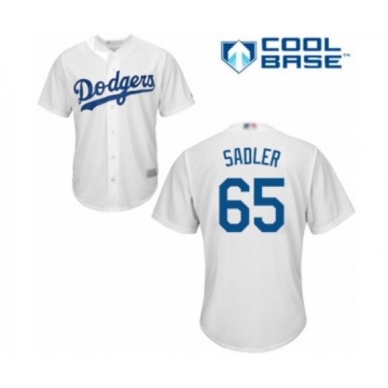 Youth Los Angeles Dodgers 65 Casey Sadler Authentic White Home Cool Base Baseball Player Jersey