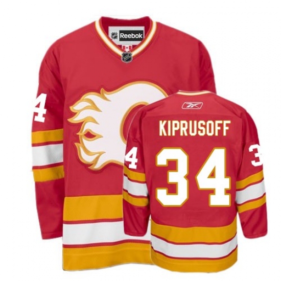 Men's Reebok Calgary Flames 34 Miikka Kiprusoff Premier Red Third NHL Jersey