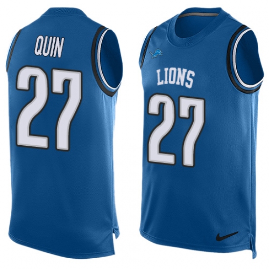 Men's Nike Detroit Lions 27 Glover Quin Limited Light Blue Player Name & Number Tank Top NFL Jersey