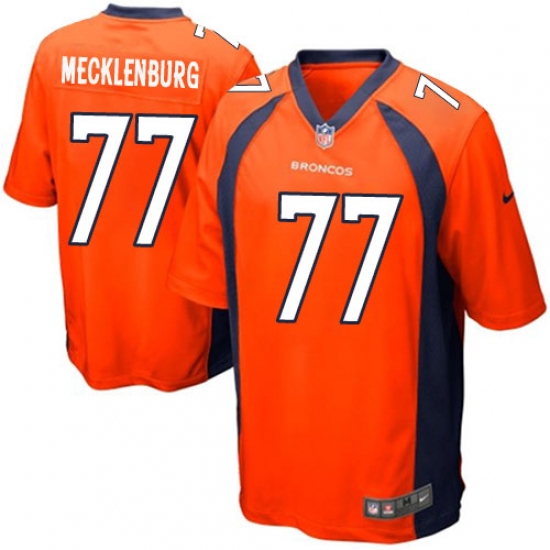 Men's Nike Denver Broncos 77 Karl Mecklenburg Game Orange Team Color NFL Jersey
