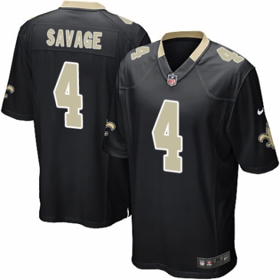 Men's Nike New Orleans Saints 4 Tom Savage Game Black Team Color NFL Jersey