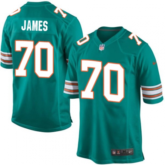 Men's Nike Miami Dolphins 70 Ja'Wuan James Game Aqua Green Alternate NFL Jersey