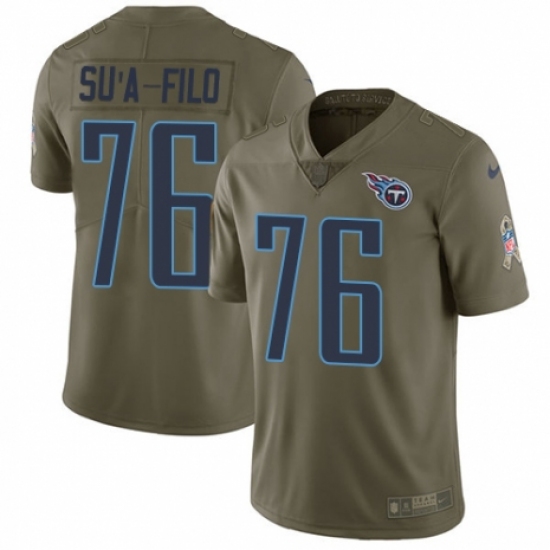 Youth Nike Tennessee Titans 76 Xavier Su'a-Filo Limited Olive 2017 Salute to Service NFL Jersey