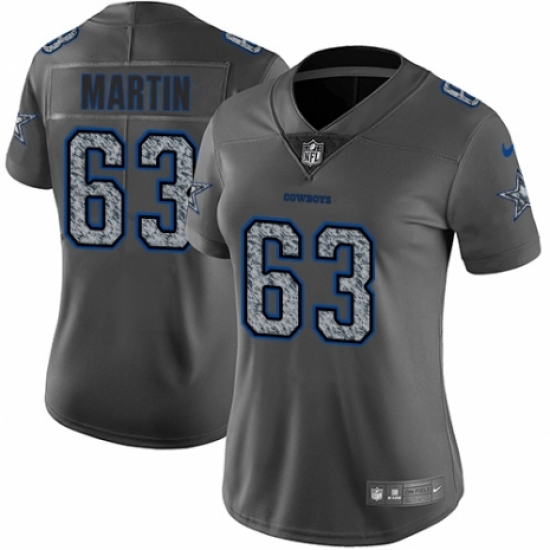 Women's Nike Dallas Cowboys 63 Marcus Martin Gray Static Vapor Untouchable Limited NFL Jersey