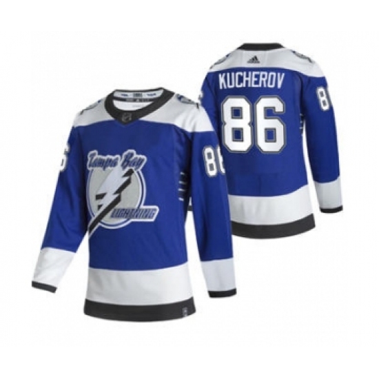 Men's Tampa Bay Lightning 86 Nikita Kucherov Blue 2020-21 Reverse Retro Alternate Hockey Jersey
