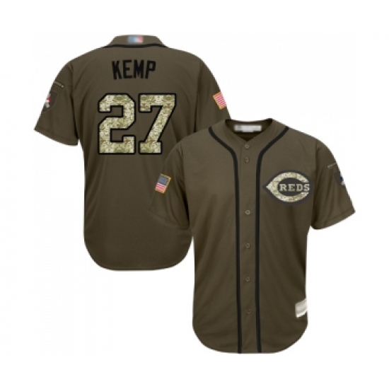Men's Cincinnati Reds 27 Matt Kemp Authentic Green Salute to Service Baseball Jersey