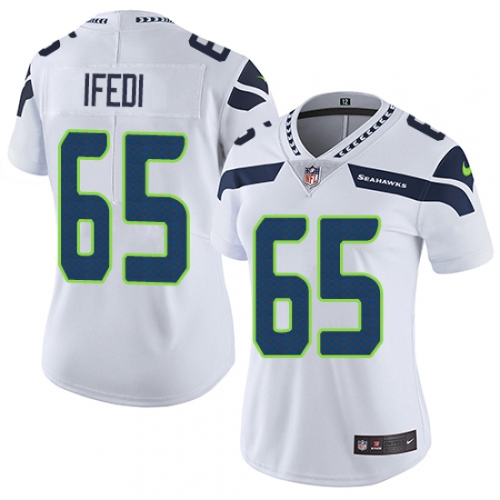 Women's Nike Seattle Seahawks 65 Germain Ifedi White Vapor Untouchable Elite Player NFL Jersey