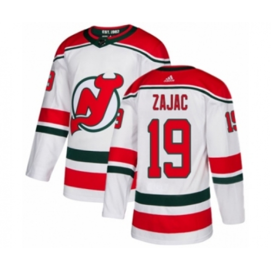 Men's Adidas New Jersey Devils 19 Travis Zajac Authentic White Alternate NHL Jersey