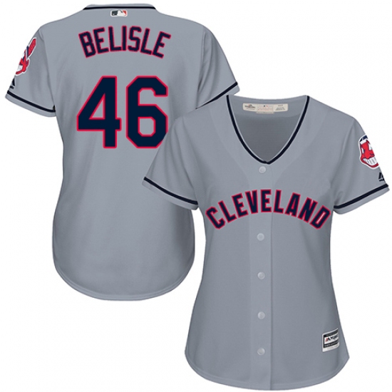 Women's Majestic Cleveland Indians 46 Matt Belisle Replica Grey Road Cool Base MLB Jersey