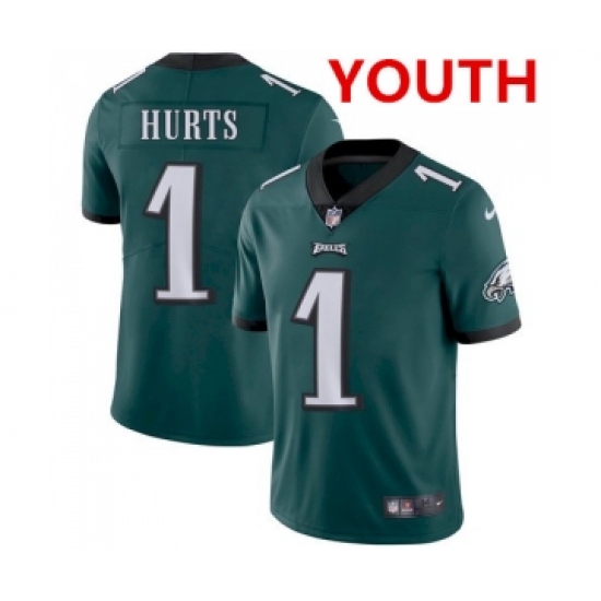 Youth Philadelphia Eagles 1 Jalen Hurts Green Vapor Untouchable Limited Stitched Jersey