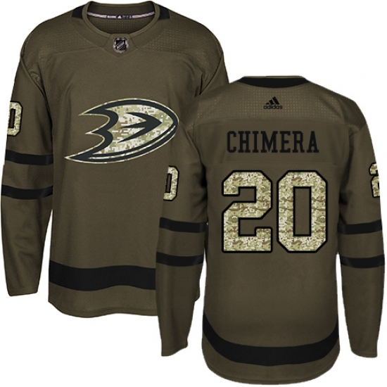 Men's Adidas Anaheim Ducks 20 Jason Chimera Authentic Green Salute to Service NHL Jersey