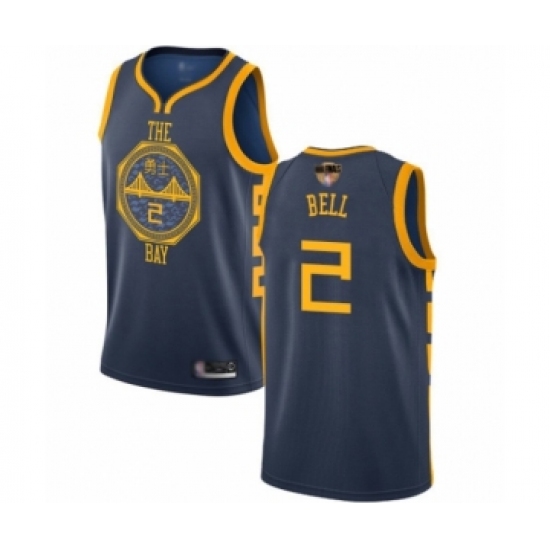 Men's Golden State Warriors 2 Jordan Bell Swingman Navy Blue Basketball 2019 Basketball Finals Bound Jersey - City Edition
