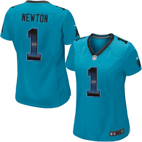 Women's Nike Carolina Panthers 1 Cam Newton Limited Blue Strobe NFL Jersey