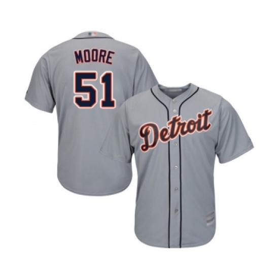 Men's Detroit Tigers 51 Matt Moore Replica Grey Road Cool Base Baseball Jersey