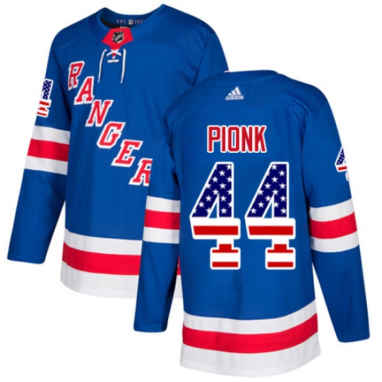 Men's Adidas New York Rangers 44 Neal Pionk Royal Blue Home Authentic USA Flag Stitched NHL Jersey