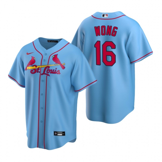 Men's Nike St. Louis Cardinals 16 Kolten Wong Light Blue Alternate Stitched Baseball Jersey