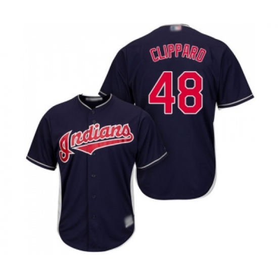 Youth Cleveland Indians 48 Tyler Clippard Replica Navy Blue Alternate 1 Cool Base Baseball Jersey