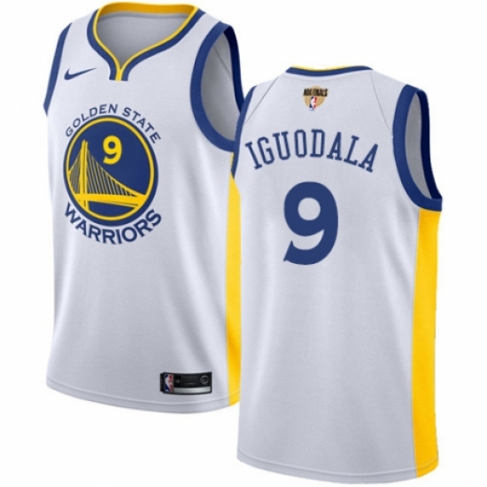 Men's Nike Golden State Warriors 9 Andre Iguodala Authentic White Home 2018 NBA Finals Bound NBA Jersey - Association Edition