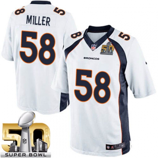 Youth Nike Denver Broncos 58 Von Miller Elite White Super Bowl 50 Bound NFL Jersey