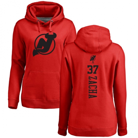 NHL Women's Adidas New Jersey Devils 37 Pavel Zacha Red One Color Backer Pullover Hoodie