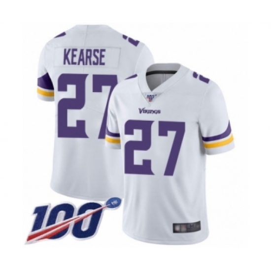 Men's Minnesota Vikings 27 Jayron Kearse White Vapor Untouchable Limited Player 100th Season Football Jersey