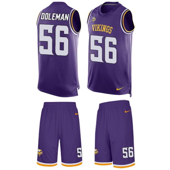 Men's Nike Minnesota Vikings 56 Chris Doleman Limited Purple Tank Top Suit NFL Jersey