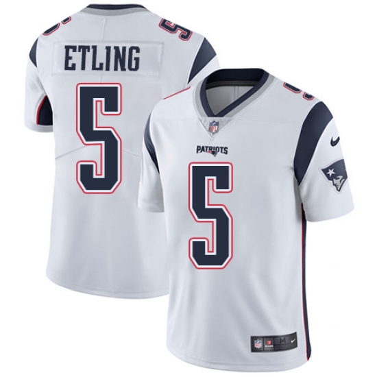 Men's Nike New England Patriots 5 Danny Etling White Vapor Untouchable Limited Player NFL Jersey