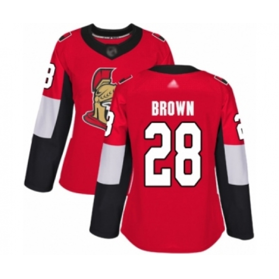 Women's Ottawa Senators 28 Connor Brown Authentic Red Home Hockey Jersey