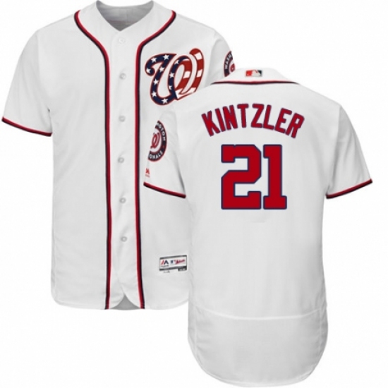 Men's Majestic Washington Nationals 21 Brandon Kintzler White Home Flex Base Authentic Collection MLB Jersey