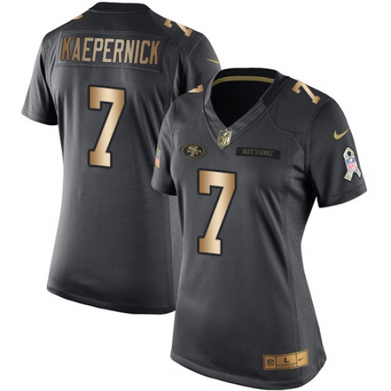 Women's Nike San Francisco 49ers 7 Colin Kaepernick Limited Black/Gold Salute to Service NFL Jersey