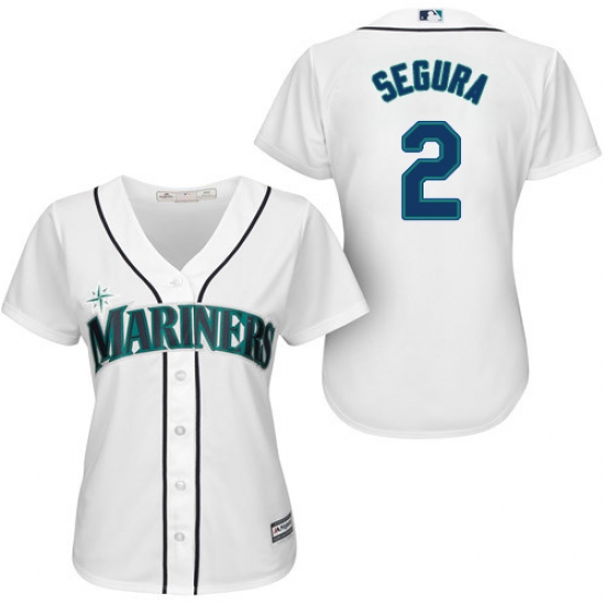 Women's Majestic Seattle Mariners 2 Jean Segura Replica White Home Cool Base MLB Jersey
