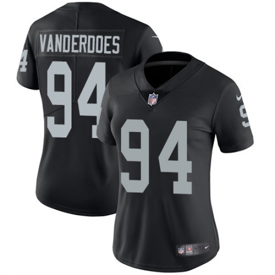 Women's Nike Oakland Raiders 94 Eddie Vanderdoes Elite Black Team Color NFL Jersey
